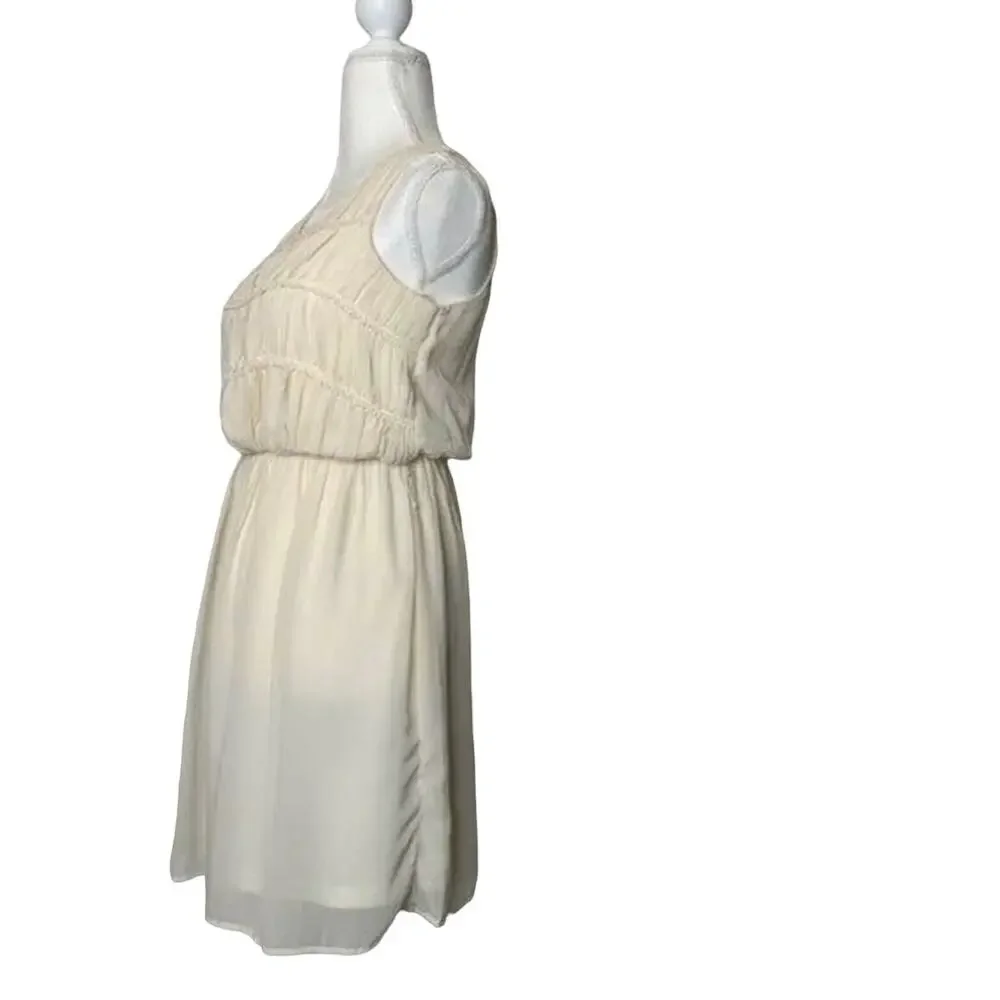 Doe & Rae plaited sheath mini Dress sleeveless cream sz small party
